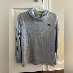Adidas Gray longsleeve, hooded tee, size 14/16 large